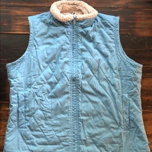 Women’s light blue shearling lined vest